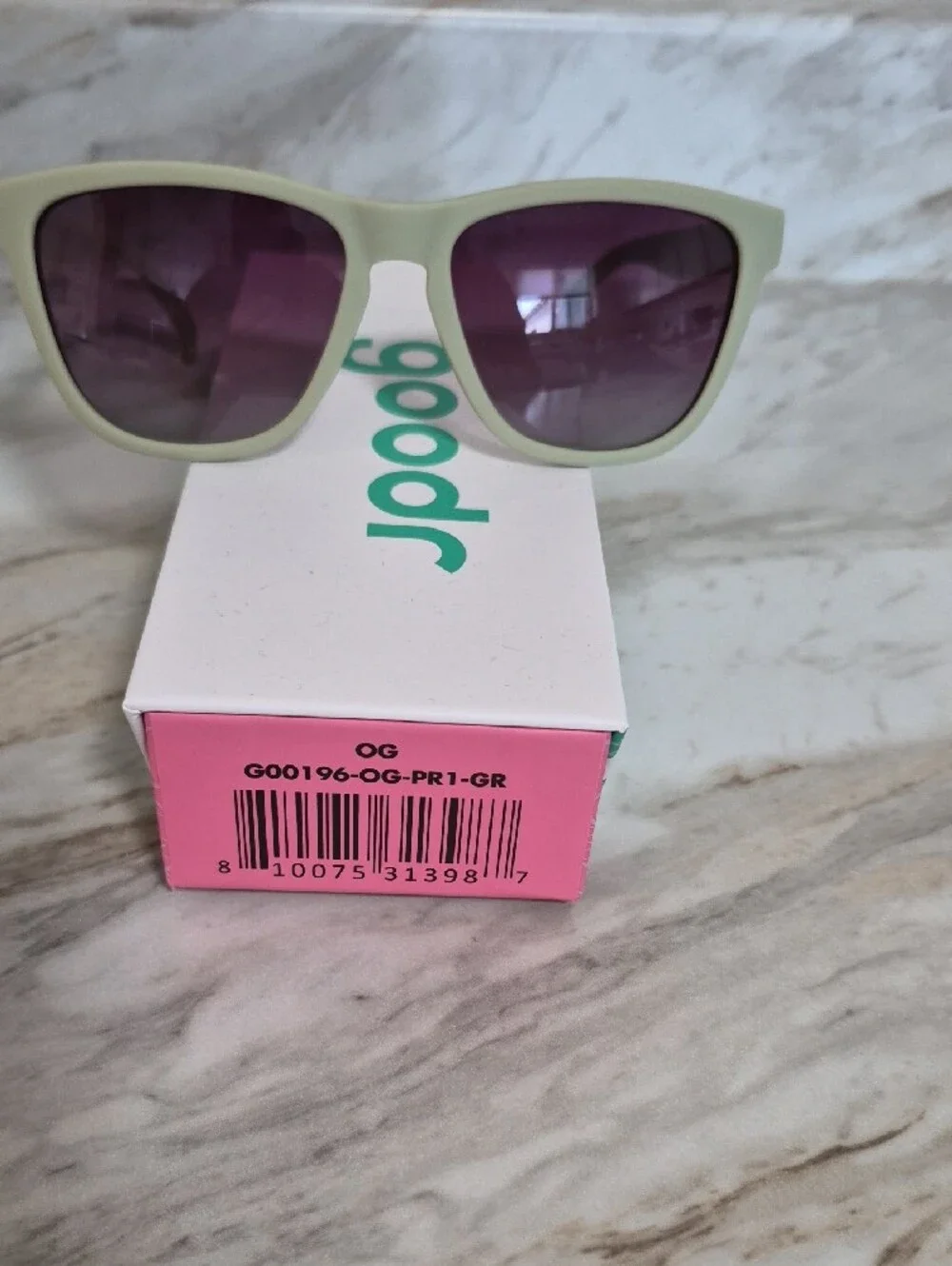 Goodr Men's Matte Light Green Sunglasses with Purple Lenses